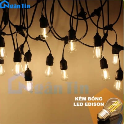 Bộ dây đuôi đèn ngoài trời chống nước 10 met 20 đuôi mắc nối tiếp E27 220V Ngân Tin