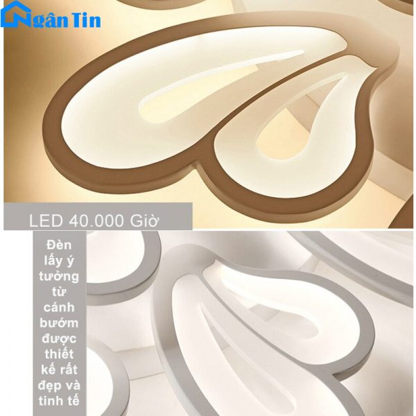 Đèn Mâm Ốp Trần 9 Cánh Bướm Trang Trí Phòng Khách Phòng Ngủ Bàn ăn Led 3 Chế Độ Màu OT8063T9 Ngân Tin (kèm remote) - Image 5