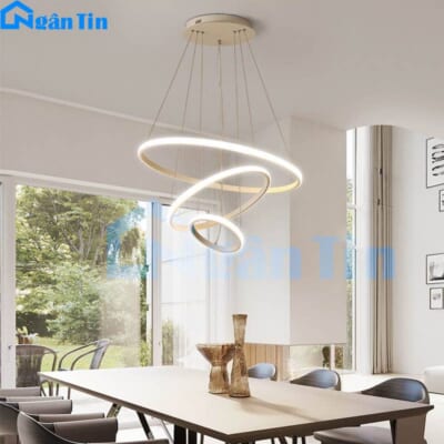 Đèn thả 3 vòng Led 30-50-70 trang trí phòng khách bàn ăn Led 3 màu 220V TH7087T Ngân Tin