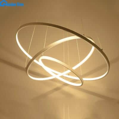 Đèn thả trần 3 vòng 30-50-70 trang trí phòng khách bàn ăn Led 3 chế độ màu THD7029 Ngân Tin