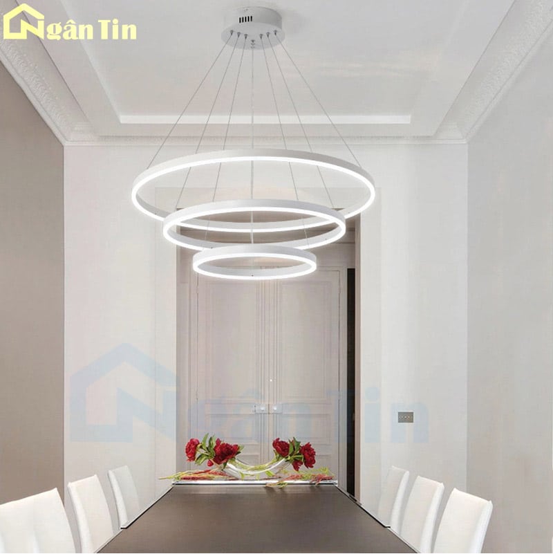Đèn thả trần 3 vòng led 20-40-60 trang trí phòng khách bàn ăn tích hợp Led 3 chế độ màu TH822 Ngân Tin 1 Đèn thả trần 3 vòng led 20-40-60 trang trí phòng khách bàn ăn tích hợp Led 3 chế độ màu TH822 Ngân Tin - Image 2