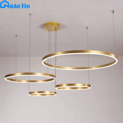 Đèn thả trần 4 vòng Led 40-60-80-100 trang trí sảnh phòng khách tích hợp Led 3 chế độ màu TH831A Ngân Tin