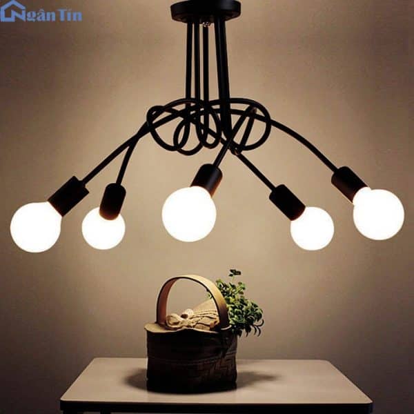 Bộ đèn thả trần 5 bóng trang trí phòng khách bàn ăn 30W E27 220V THCN148 Ngân Tin