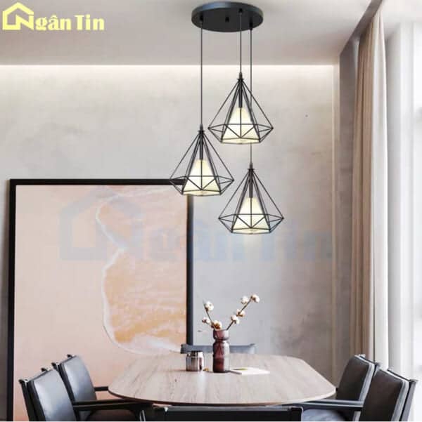 Bộ 3 đèn thả trần kim cương gắn chung một đế trang trí bàn ăn quầy bar E27 220V TCF22 Ngân Tin - Image 7