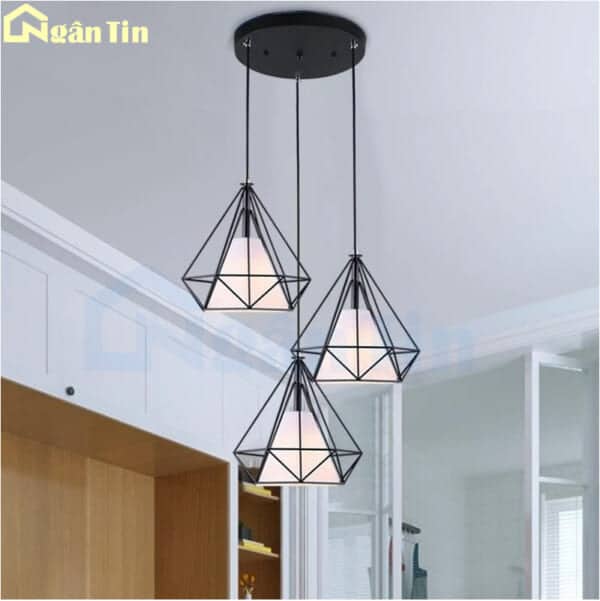 Bộ 3 đèn thả trần kim cương gắn chung một đế trang trí bàn ăn quầy bar E27 220V TCF22 Ngân Tin - Image 8