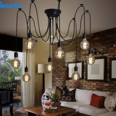 Bộ 8 đuôi và 10 đuôi dây đèn thả trần kiểu nhện trang trí nhà quán cà phê E27 220V TTK07 Ngân Tin