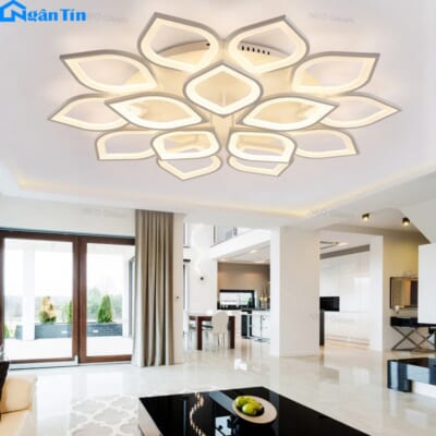 Đèn Mâm LED 15 Cánh Ốp Trần Hiện Đại Trang Trí Phòng Khách MO923B Ngân Tin (Tặng kèm remote điều khiển từ xa)