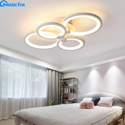 Đèn Mâm Ốp Trần 4 Cánh Hiện Đại Trang Trí Phòng Ngủ Bàn Ăn Led 3 Chế Độ Màu 220V OT7022T4 Ngân Tin