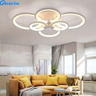 Đèn Mâm Ốp Trần 6 Cánh Trang Trí Phòng Khách Phòng Ngủ Led 3 chế độ màu 220V OT7022T6 Ngân Tin