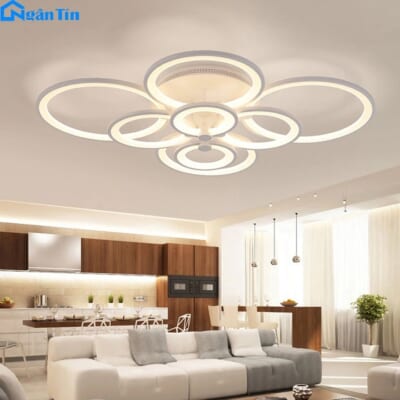 Đèn Mâm Ốp Trần 8 Cánh Trang Trí Phòng Khách Phòng Ngủ Led 3 chế độ màu 220V OT7022T8 Ngân Tin