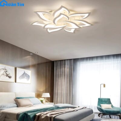 Đèn Mâm LED 10 Cánh Ốp Trần Hiện Đại Trang Trí Phòng Khách MO976 Ngân Tin (Tặng kèm remote điều khiển từ xa)