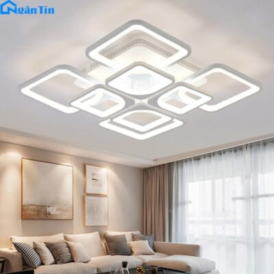 Đèn Mâm LED 8 Cánh Ốp Trần Hiện Đại Trang Trí Phòng Khách MO904 Ngân Tin (Tặng kèm remote điều khiển từ xa)
