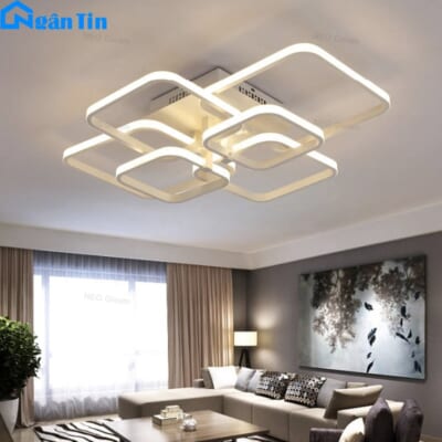 Đèn Mâm LED 6 Cánh Ốp Trần Hiện Đại Trang Trí Phòng Khách Led 3 Chế Độ Màu MO931D Ngân Tin (Tặng kèm remote điều khiển tiện dụng)
