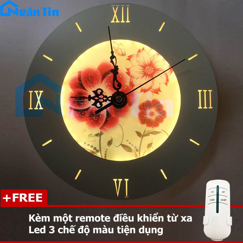 Đèn Led treo tường gắn tường tích hợp đồng hồ Led 24w 3 chế độ màu GT330A Ngân Tin (Kèm remote điều khiển từ xa tiện dụng) 1 den-led-treo-tuong-dong-ho-gt329e-ngan-tin