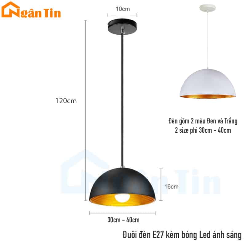 Đèn thả trần trang trí bàn ăn quầy bar quán cà phê E27 220V TCF20A Ngân Tin (Tặng kèm bóng Led edison ánh sáng vàng) 2 Đèn thả trần trang trí bàn ăn quầy bar quán cà phê E27 220V TCF20A Ngân Tin (Tặng kèm bóng Led edison ánh sáng vàng) - Image 2