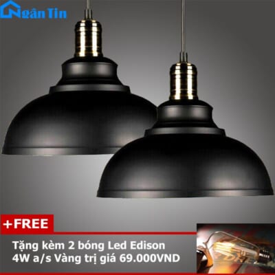 Bộ 2 đèn thả trần trang trí nhà quán cà phê THCN90 Ngân Tin (Tặng kèm 2 bóng led edison 4w)