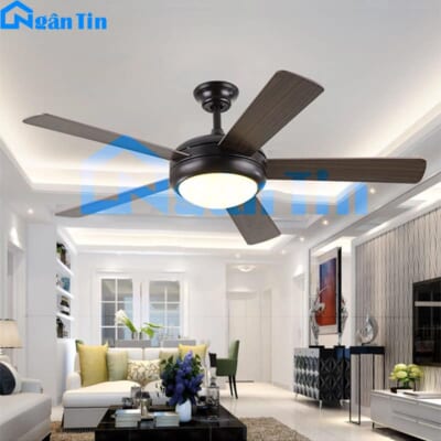 Quạt Trần Đèn Led 5 Cánh Gỗ Phòng Khách Phòng Ngủ Cao Cấp QT1870 Ngân Tin (Tặng kèm remote điều khiển từ xa)
