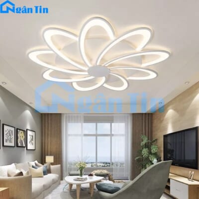 Đèn Mâm LED Ốp Trần 9 Cánh Hiện Đại Trang Trí Phòng Khách MO920 Ngân Tin (Tặng kèm remote điều khiển từ xa)