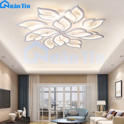 Đèn Mâm LED 12 Cánh Ốp Trần Hiện Đại Trang Trí Phòng Khách MO974 Ngân Tin (Tặng kèm remote điều khiển từ xa)