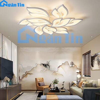 Đèn Mâm LED Ốp Trần 9 Cánh Hiện Đại Trang Trí Phòng Khách MO972 Ngân Tin (Tặng kèm remote điều khiển từ xa)