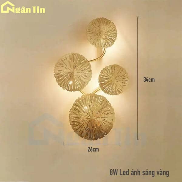 Đèn treo tường ốp tường 4 cánh sen trang trí phòng ngủ phòng khách 220V VK92 Ngân Tin - Image 2