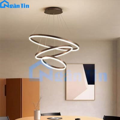 Đèn thả trần 3 vòng led 40-60-80 trang trí phòng khách bàn ăn Led 3 chế độ màu 220V THD7051T3 Ngân Tin