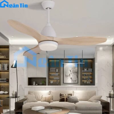 Quạt Trần Đèn Led 3 Cánh Gỗ Trang Trí Sảnh Phòng Khách Cao Cấp VF16 Ngân Tin (Tặng kèm remote điều khiển từ xa)