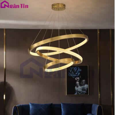 Đèn thả trần 3 vòng Led 40-60-80 trang trí phòng khách bàn ăn Led 3 chế độ màu 220V THD7041T3 Ngân Tin