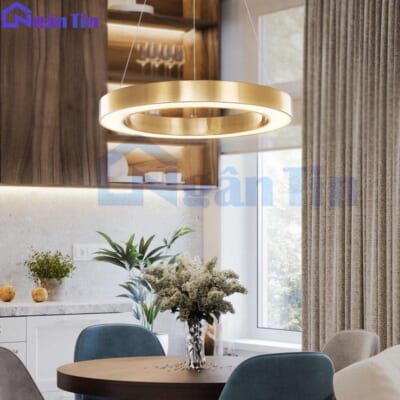 Đèn thả trần vòng Led 40cm trang trí phòng ngủ bàn ăn tích 3 chế độ màu THD7039 Ngân Tin