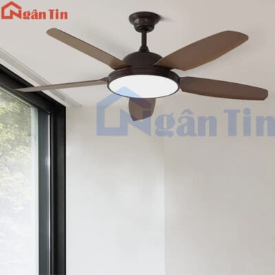 Quạt Trần Đèn Led 5 Cánh Gỗ Phòng Khách Phòng Ngủ Cao Cấp QT5602 Ngân Tin (Kèm remote điều khiển từ xa)