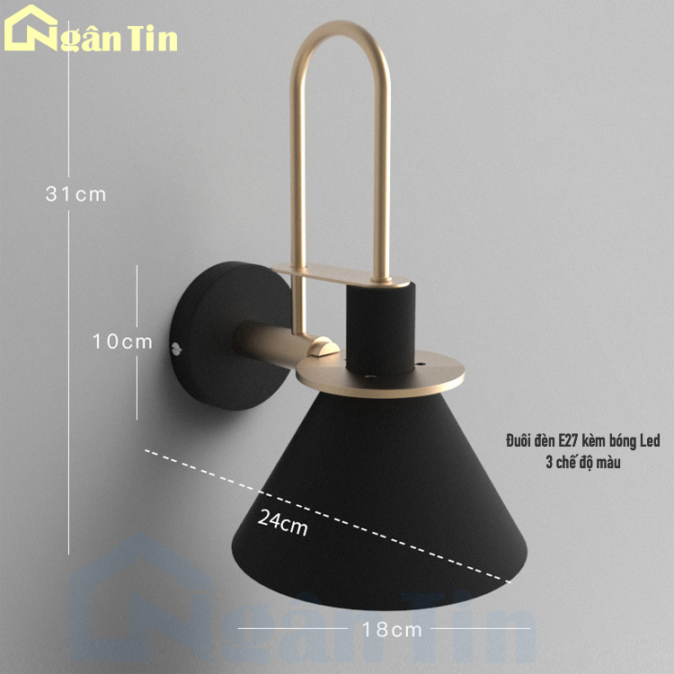 Đèn ốp tường treo tường trang trí phòng ngủ phòng khách quán cà phê E27 220V VK91 Ngân Tin 15 den treo truong gan tuong trang tri trong nha cau thang vk91 ngan tin 5