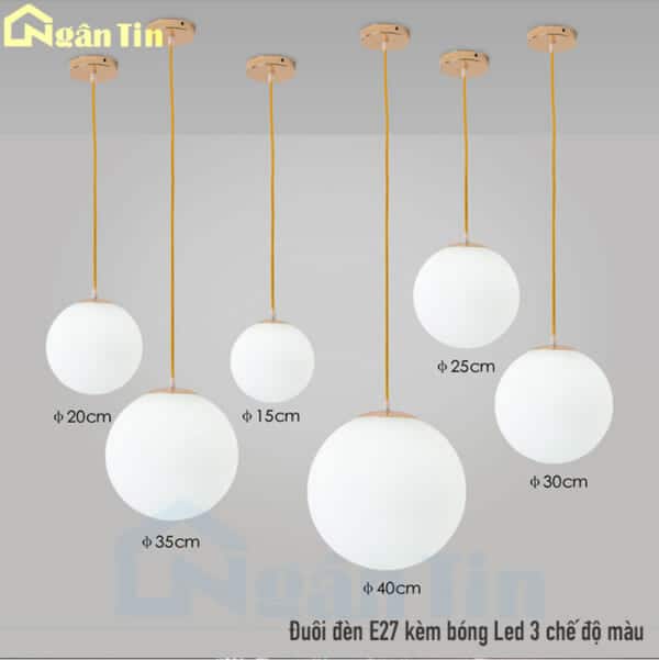 Đèn thả trần thủy tinh trang trí bàn ăn quầy bar phòng ngủ E27 220V THCN207 Ngân Tin (Kèm bóng Led 3 chế độ màu) - Image 2