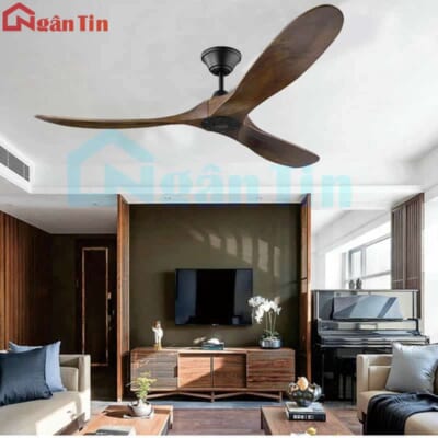 Quạt Trần 3 Cánh Gỗ Trang Trí Sảnh Phòng Khách Cao Cấp QT6004 Ngân Tin (Kèm remote điều khiển từ xa)