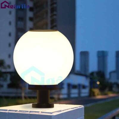 Đèn trụ cổng tròn năng lượng mặt trời trang trí trụ cổng tường rào Led 12W TD09 Ngân Tin