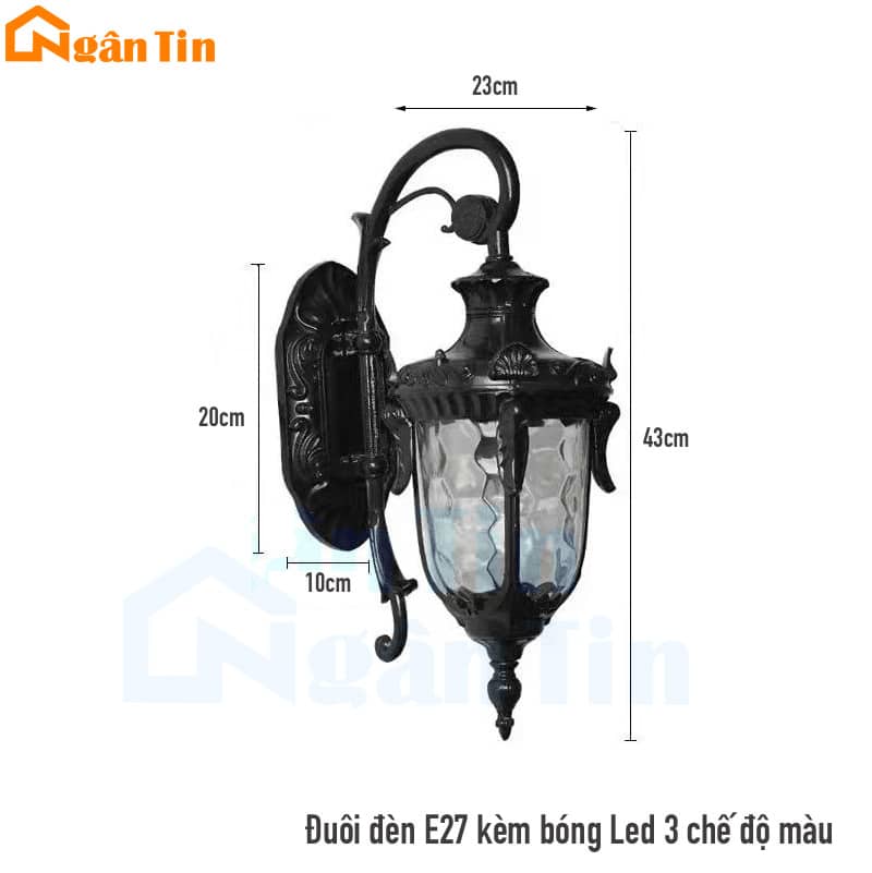 Đèn treo tường gắn tường ốp tường ngoài trời sân vườn 12W 220V TD49 Ngân Tin 1 Đèn treo tường gắn tường ốp tường ngoài trời sân vườn 12W 220V TD49 Ngân Tin - Image 2