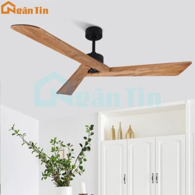 Quạt Trần 3 Cánh Gỗ Trang Trí Sảnh Phòng Khách Cao Cấp QT52141 Ngân Tin (Kèm remote điều khiển từ xa)