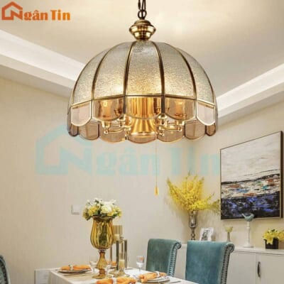Đèn thả đồng cổ điển cao cấp trang trí bàn ăn phòng khách E14 220V TD14 Ngân Tin