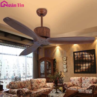 Quạt Trần 3 Cánh Gỗ Trang Trí Sảnh Phòng Khách Cao Cấp VF98 Ngân Tin (Kèm remote điều khiển từ xa)