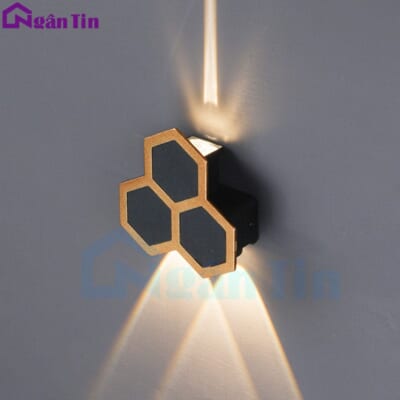 Đèn Led treo tường hắt tường hình tổ ong ngoài trời trong nhà Led 3 tia 220V VNT6014 Ngân Tin