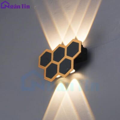 Đèn Led treo tường hắt tường hình tổ ong ngoài trời trong nhà Led 5 tia 220V VNT6015 Ngân Tin