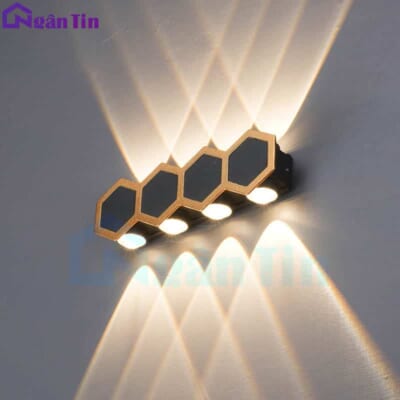 Đèn Led treo tường hắt tường hình tổ ong ngoài trời trong nhà Led 8 tia 220V VNT6013 Ngân Tin