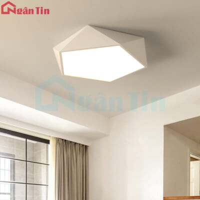 Đèn Mâm LED Ốp Trần Ngũ Giác Hiện Đại Trang Trí Phòng Ngủ Led 3 Màu OP1250 Ngân Tin