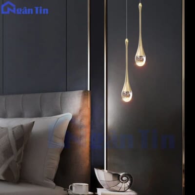 Đèn thả trần pha lê giọt nước trang trí quầy bar phòng ngủ Led ánh sáng vàng THD14 Ngân Tin
