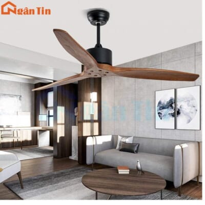 Quạt Trần 3 Cánh Gỗ Trang Trí Sảnh Phòng Khách Cao Cấp VF91 Ngân Tin (Kèm remote điều khiển từ xa)