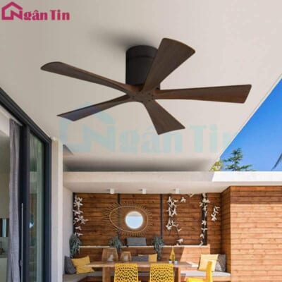 Quạt Trần 5 Cánh Gỗ Trang Trí Sảnh Phòng Khách Cao Cấp VF75 Ngân Tin (Kèm remote điều khiển từ xa)