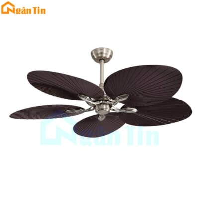 Quạt Trần 5 Cánh Hình Lá Cọ Trang Trí Sảnh Phòng Khách QT5228 Ngân Tin (Kèm remote điều khiển từ xa)