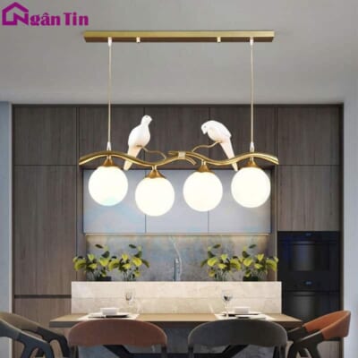 Đèn thả trần bàn ăn 4 bóng trang trí quầy bar phòng ăn 48W Led 3 chế độ màu TTK114T4 Ngân Tin
