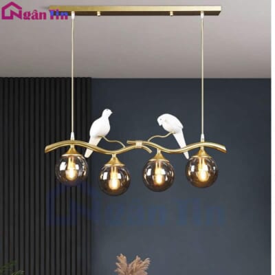 Đèn thả trần bàn ăn 4 bóng trang trí quầy bar phòng ăn 48W Led 3 chế độ màu TTK114T4 Ngân Tin