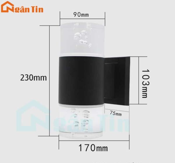 Đèn hắt tường ngoài trời 2 đầu treo tường ốp tường ngoài trời 10W 220V CN02 Ngân Tin - Image 2