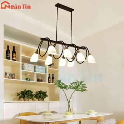 Đèn trần phòng ăn 8 bóng trang trí quầy bar phòng khách Led 3 chế độ màu TTK11N8 Ngân Tin